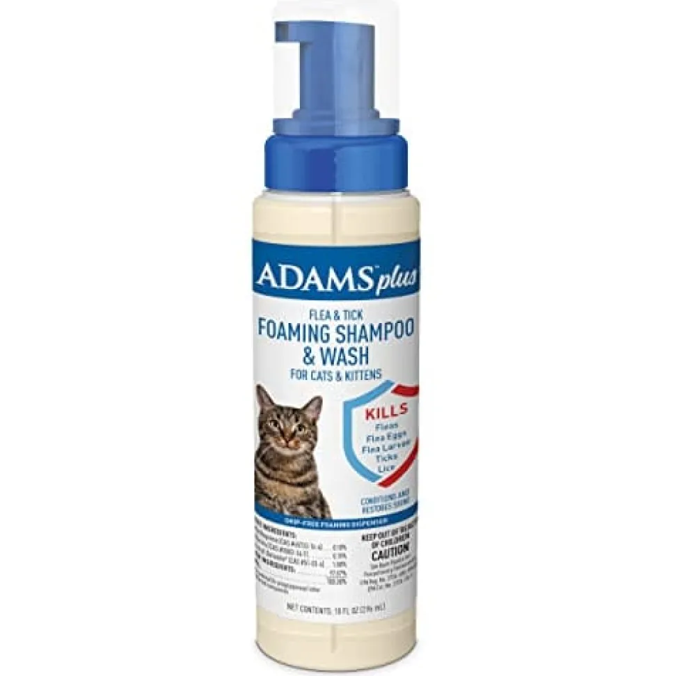 Adams Plus Flea & Tick Foaming Shampoo for Cats - 10 Oz