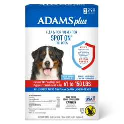 Adams Plus Flea & Tick Prevention Spot On for Dogs 3 Month Supply - Extra Large Dogs 61 To 150 lb