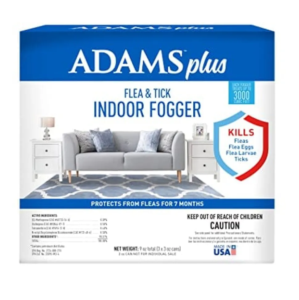 Adams Plus Indoor Dog Flea and Tick Foggers - 3 Oz - 3 Pack