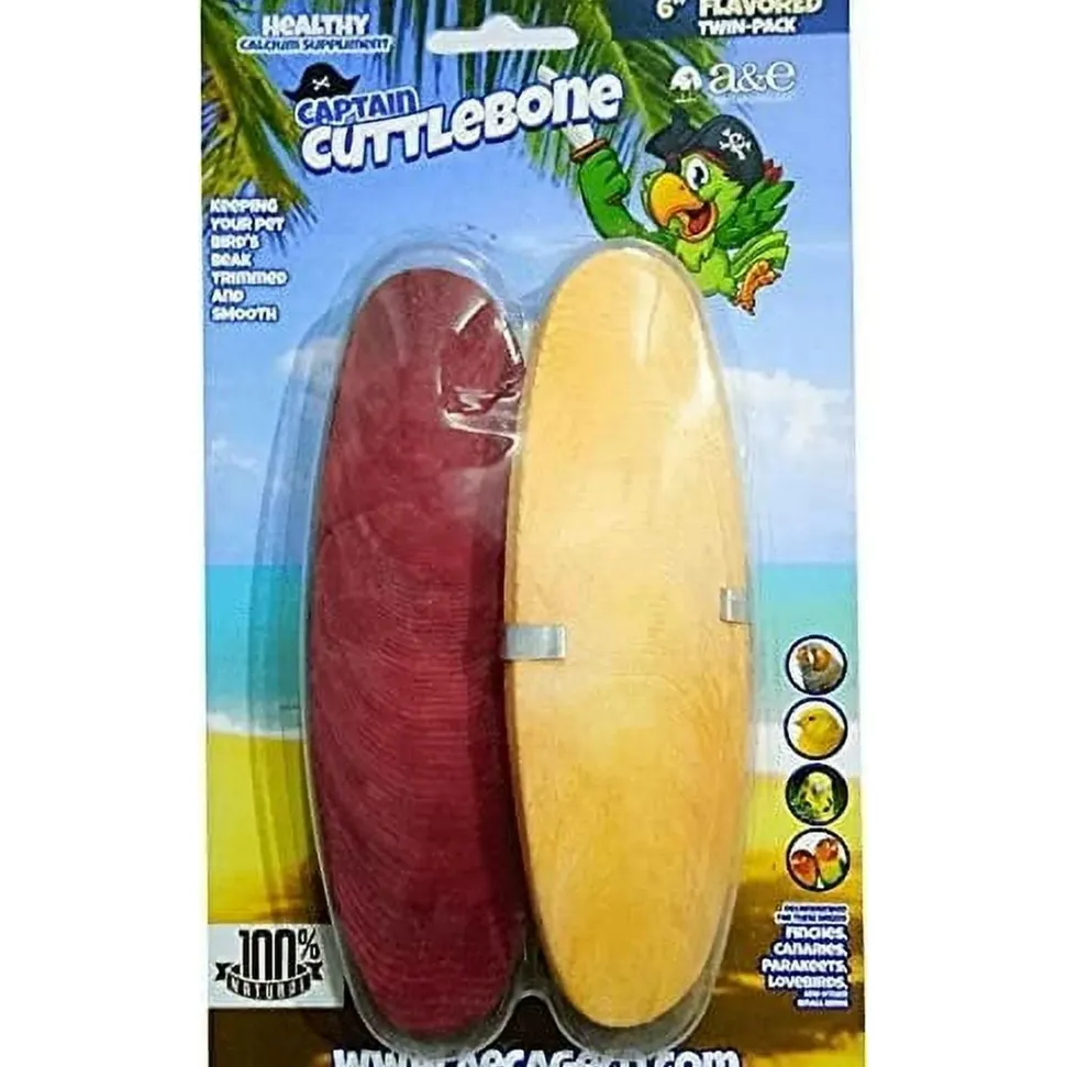 A&E Cage Company Flavored Bird Cuttlebone Treats - 6 In - 2 Pack