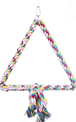A&E Cage Company Happy Beaks Triangle Cotton Bird Swing - 15.75 X 12.6 X 12.6
