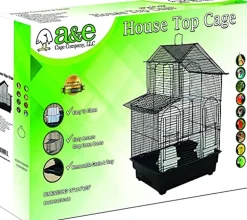 A&E Cage Company House Top Bird Cage In Retail Box - Black - 16 X 14 X 23 In