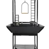 A&E Cage Company Parrot Play Stand With Ladders And Toy Hooks - Black - 26 X 25 X 48 In