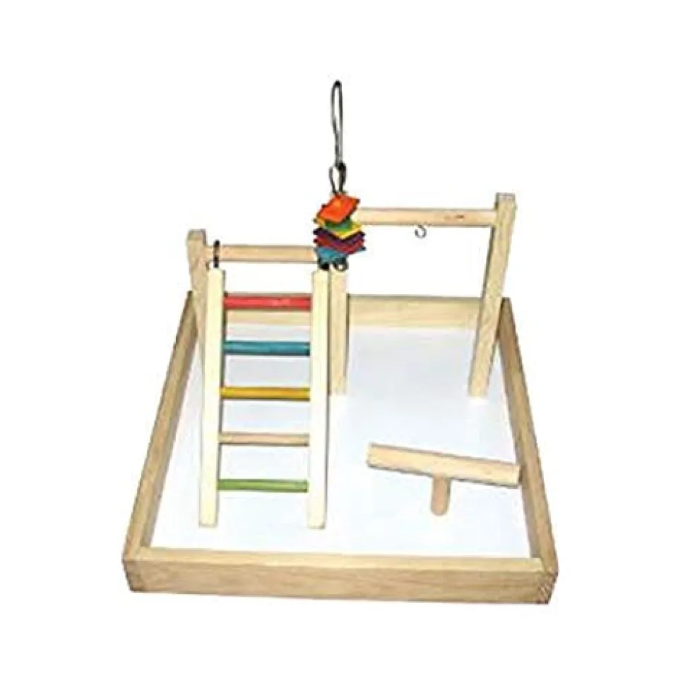 A&E Cage Company Wood Table Top Play Station Bird Cage - 17 X X 17 X 12 In
