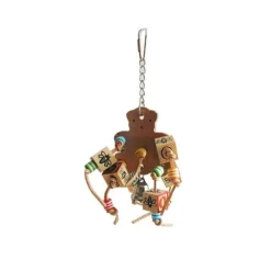 A&E Cage Happy Beaks Leather Bear with Abc Blocks Bird Toy - 4.7 X 9.8 In