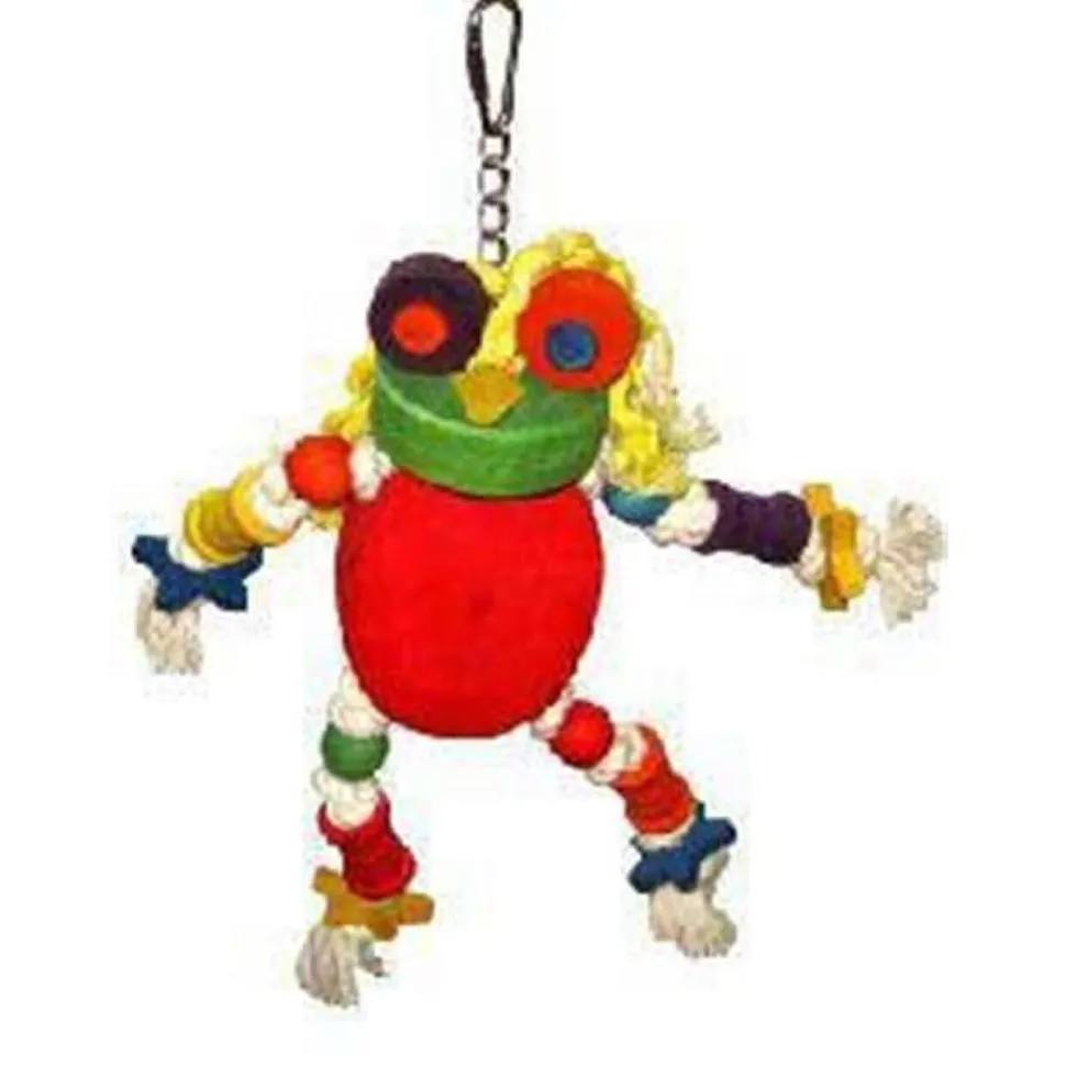 A&E Cage Happy Beaks Silly Wood Frog Bird Toy - 11 X 12 In