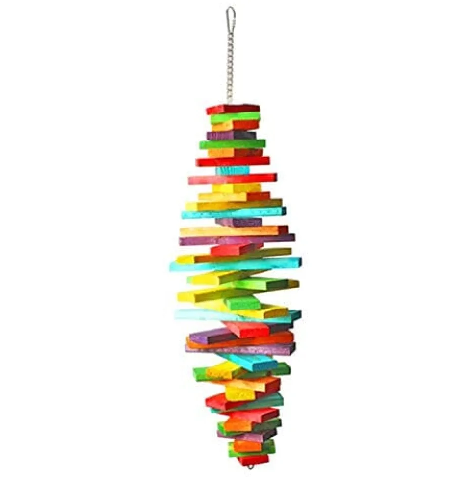 A&E Cage Happy Beaks Spiral Blocks Wood Bird Toy - 15.75 X 6 X 6 In