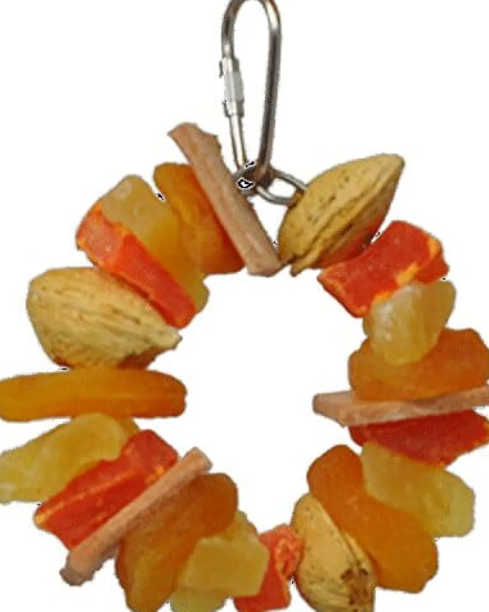 A&E Cage Happy Beaks Tropical Delight Fruit & Nut Ring Bird Toy - 4 X 4 X 4 In