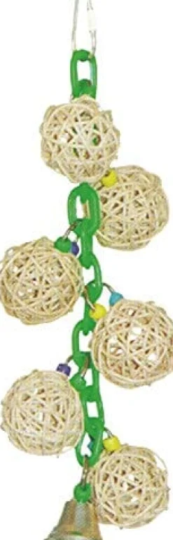 A&E Cage Happy Beaks 6-Vine Balls On Chain with Bell Bird Toy - 10 X 3 X 3 In