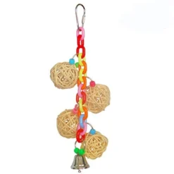 A&E Cage Happy Beaks 4-Vine Balls On Chain with Bell Bird Toy - 9 X 3.5 X 3.5 In