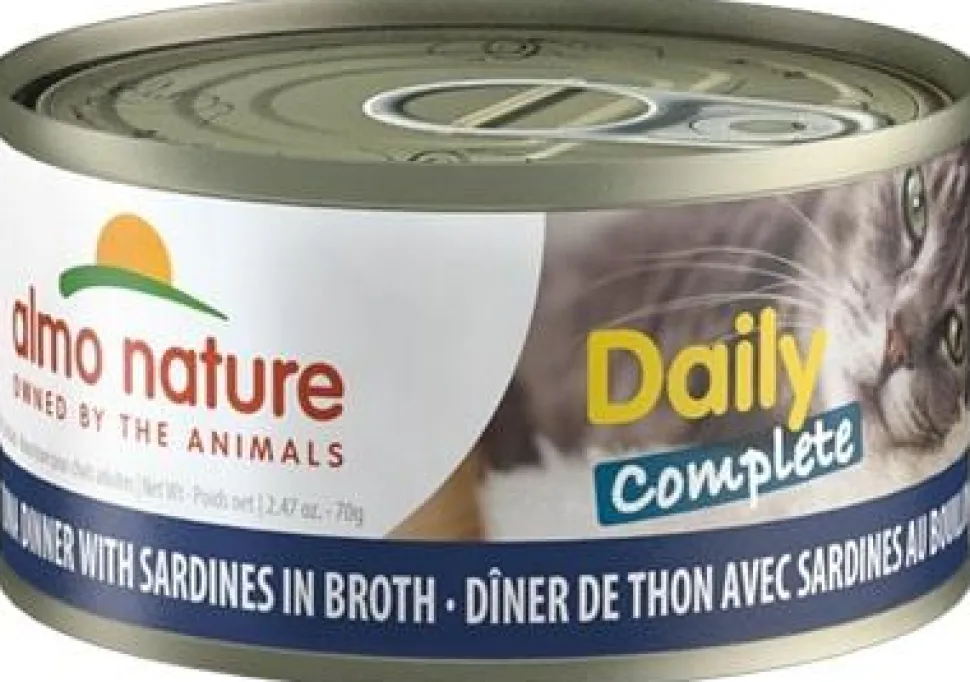 Almo Nature Cat Daily Complete Tuna Dinner with Sardines in Broth Canned Cat Food - 2.47 oz Cans - Case of 24