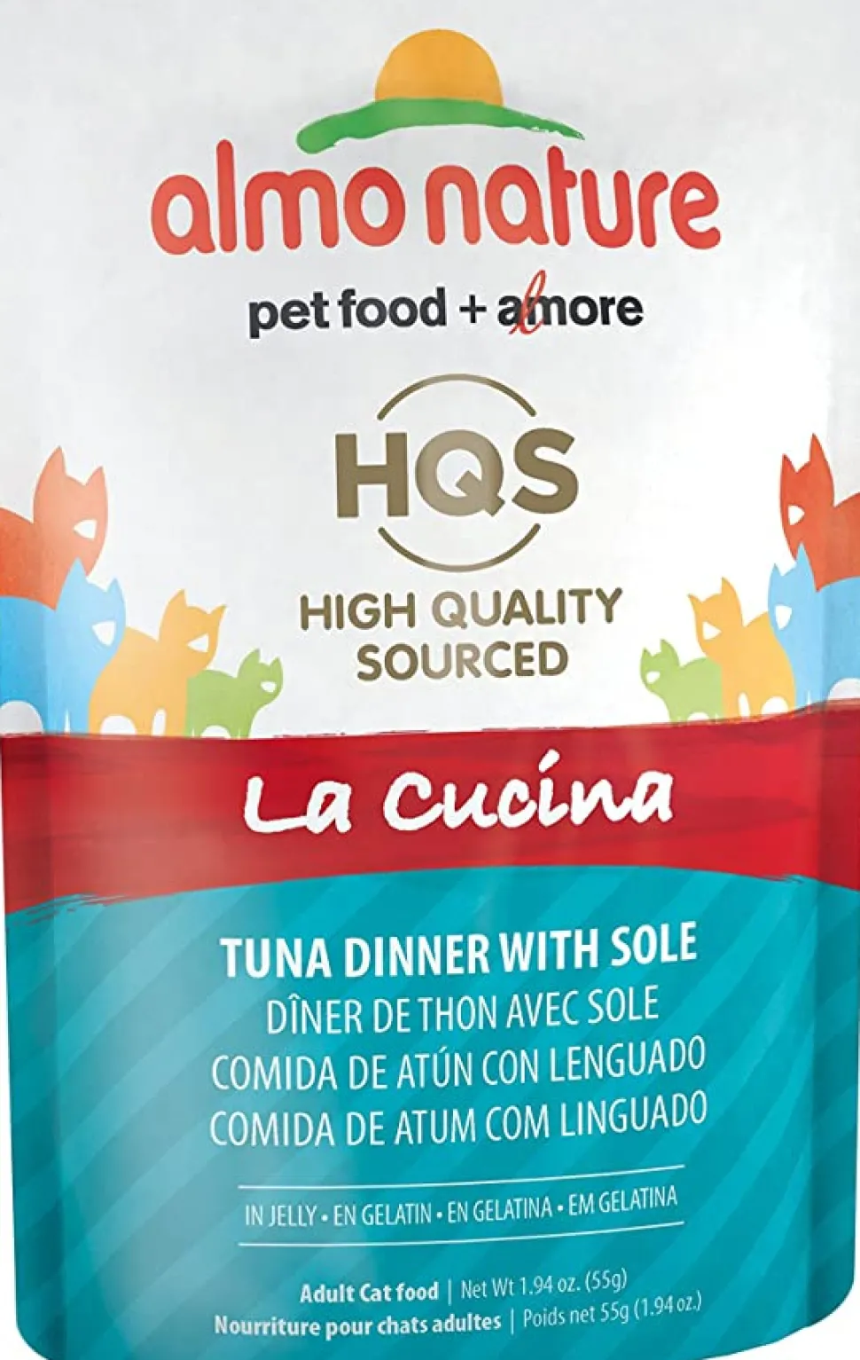 Almo Nature HQS La Cucina Tuna with Sole in Jelly - 1.94 oz Pouches - Case of 24