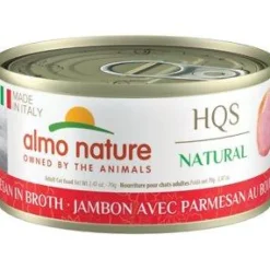 Almo Nature Made in Italy HQS Natural Ham with Parmesan in Broth Canned Cat Food - 2.47 oz Cans - Case of 24