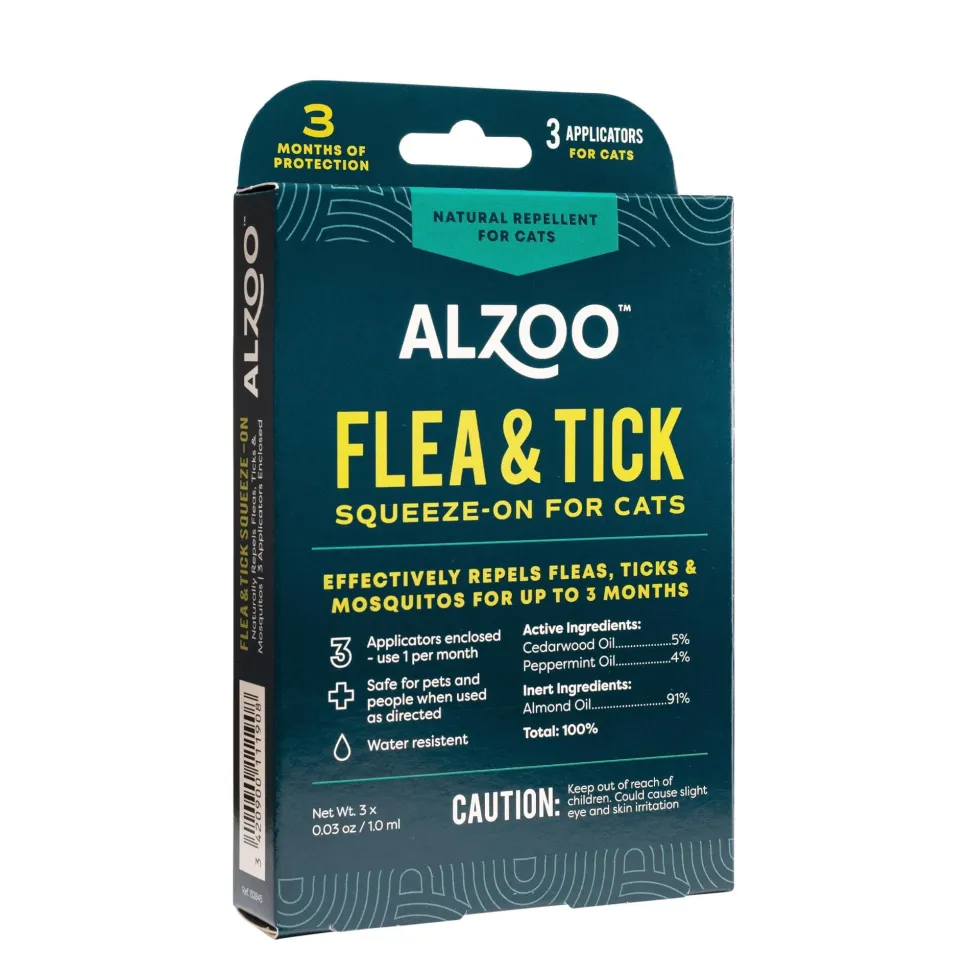 Alzoo Natural Flea and Tick Squeeze On for Cats - 3/1ML