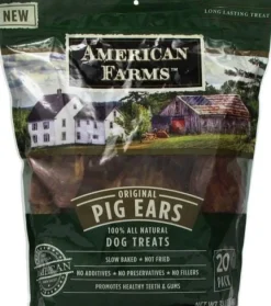 American Farms Natural Pig Ears Natural Dog Chews - 38.4 Oz - 20 Pack