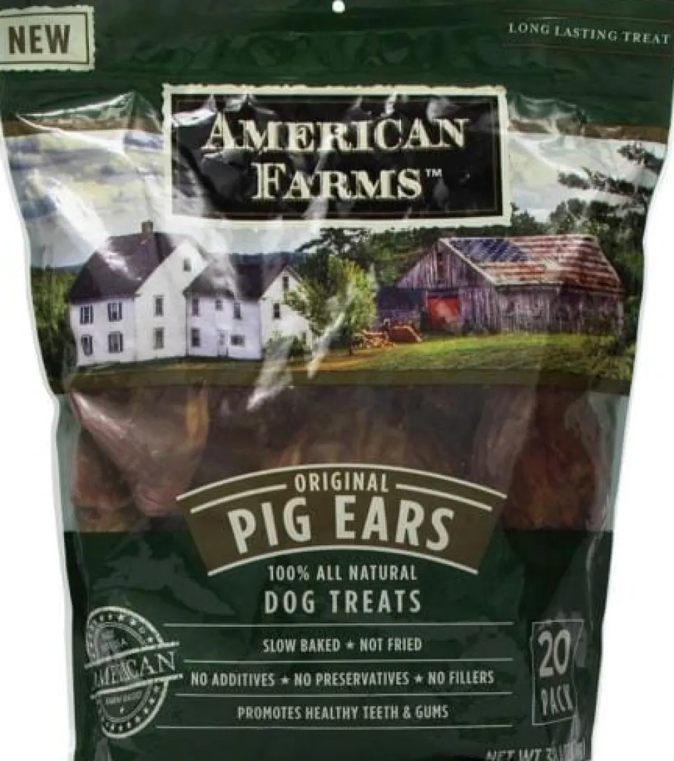 American Farms Natural Pig Ears Natural Dog Chews - 38.4 Oz - 20 Pack