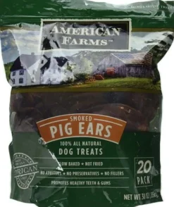 American Farms Smoked Pig Ears Natural Dog Chews - 38.4 Oz - 20 Pack