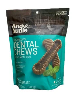 Andy & Audie All-Natural Dental Chews Natural Mint Flavor Large Treats - 8 Count, 12 oz
