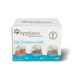 Applaws Natural Fish Selection Tuna Shrimp Mackeral Sardine and Shrimp in Broth Wet Cat Food Tray - 2.12 Oz - Case of 8 - 4 Pack