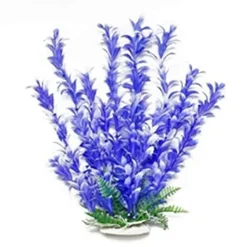 Aquatop Bacopa-Like Weighted Plastic Aquarium Plant - Blue/White - 20 In