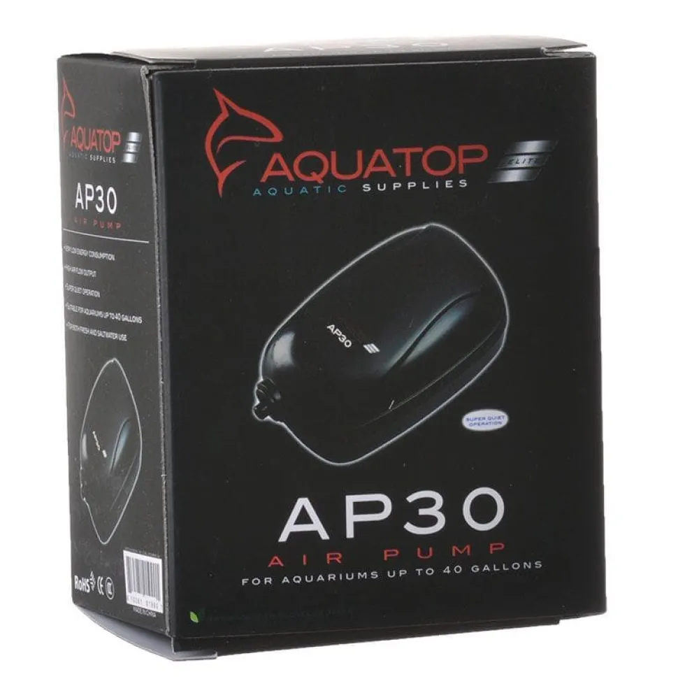 Aquatop Breza Single Outlet Aquarium Air Pump - Black - Up To 40 Gal