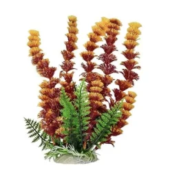 Aquatop Cabomba-like Weighted Plastic Aquarium Plant Decoration - Red/Yellow - 12 In