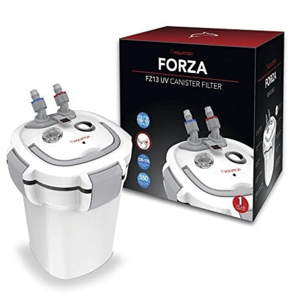 Aquatop Forza Fz13 UV Aquarium Canister Filter with 13W UV Sterilizer - White