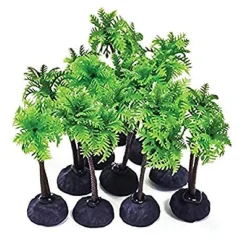 Aquatop Palm Tree Weighted Pack Plastic Aquarium Plant - Green - 4 In - 10 Pack