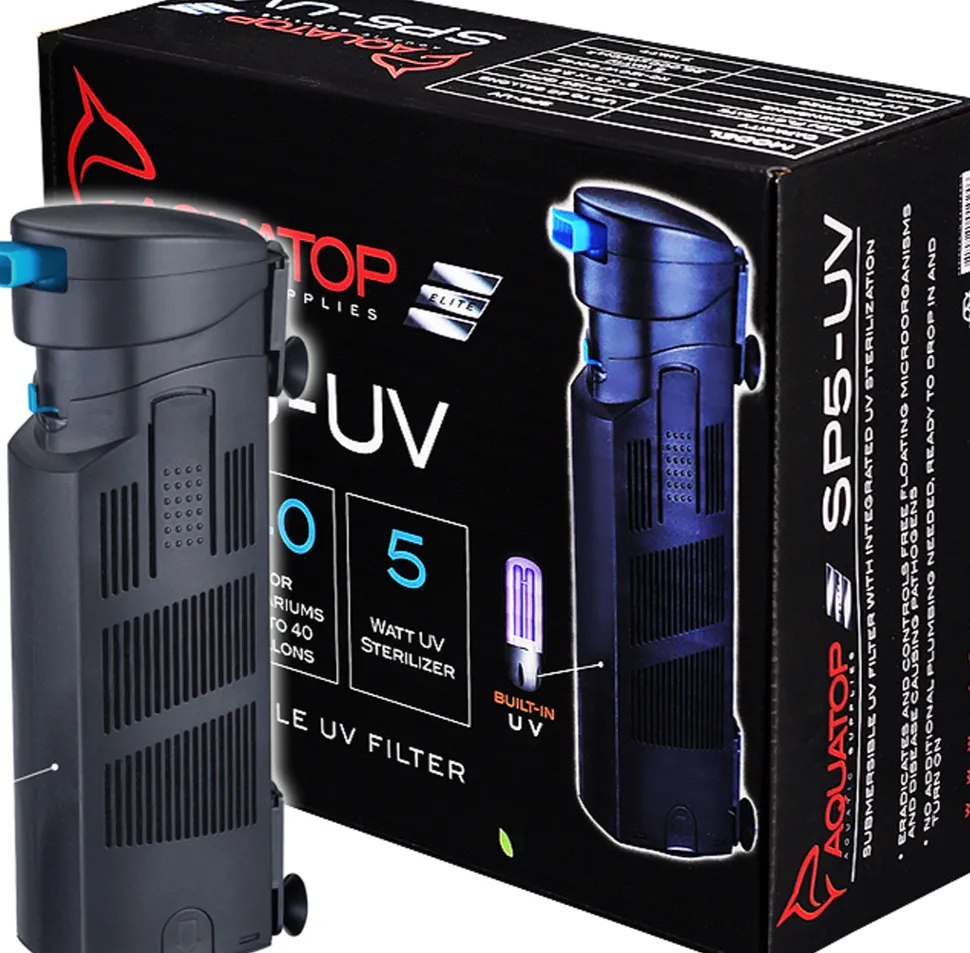 Aquatop Submersible Filter with Uv Sterilizer Internal Aquarium Filters - Black - 40 Gal