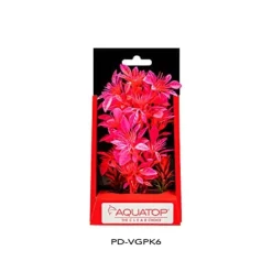 Aquatop Vibrant Garden Plant Boxed Plastic Aquarium Plant - Pink - 6