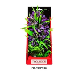 Aquatop Vibrant Garden Plant Boxed Plastic Aquarium Plant Decoration - Purple - 10