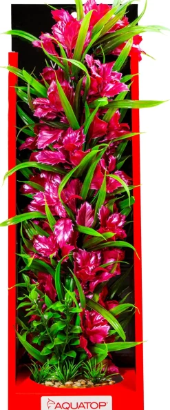 Aquatop Vibrant Passion Plant Boxed Plastic Aquarium Plant - Rose - 16