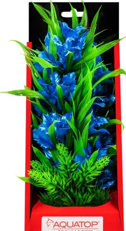 Aquatop Vibrant Passion Plant Boxed Plastic Aquarium Plant Decoration - Blue - 10