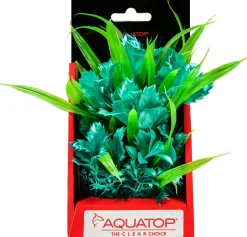 Aquatop Vibrant Passion Plant Boxed Plastic Aquarium Plant - Turquoise - 6