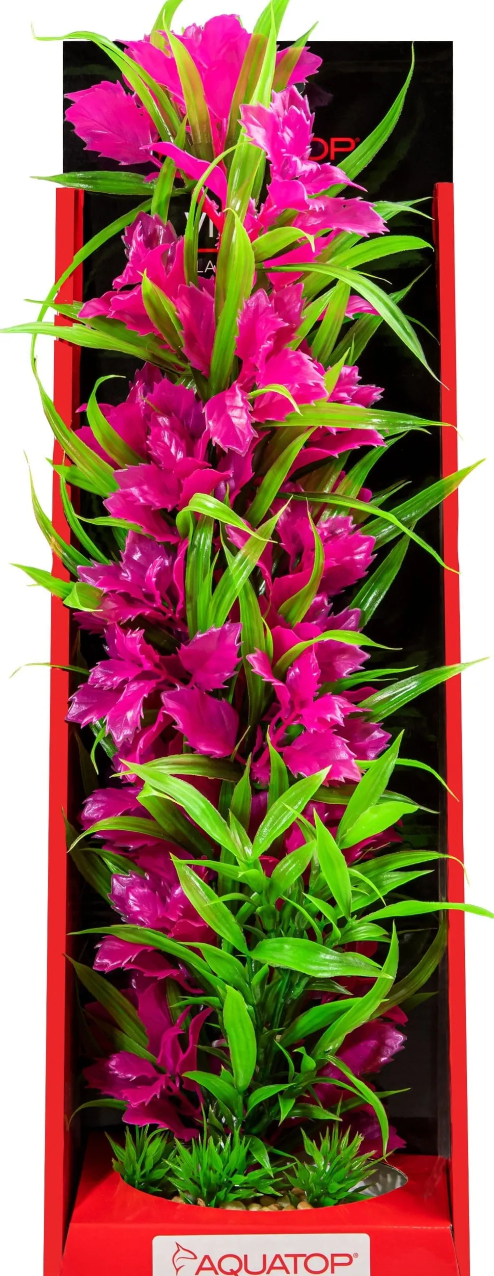 Aquatop Vibrant Passion Plant Boxed Plastic Aquarium Plant - Pink - 16