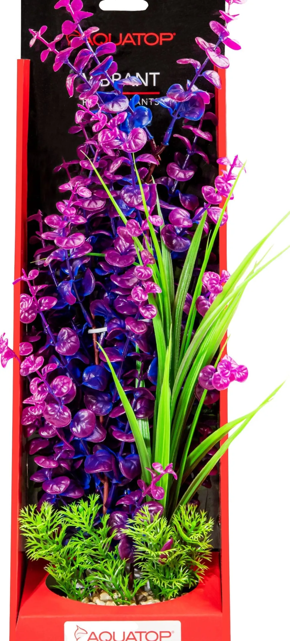 Aquatop Vibrant Wild Plant Boxed Plastic Aquarium Plant - Purpleberry - 16