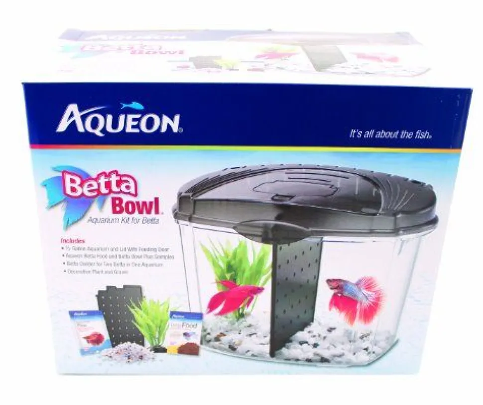 Aqueon Betta Bowl Aquarium Kit - Black - 0.5 gal