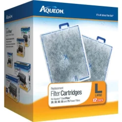 Aqueon Replacement Filter Cartridge For QuietFlow 20, 30, 50, 55, 75 - Large - 12 pk
