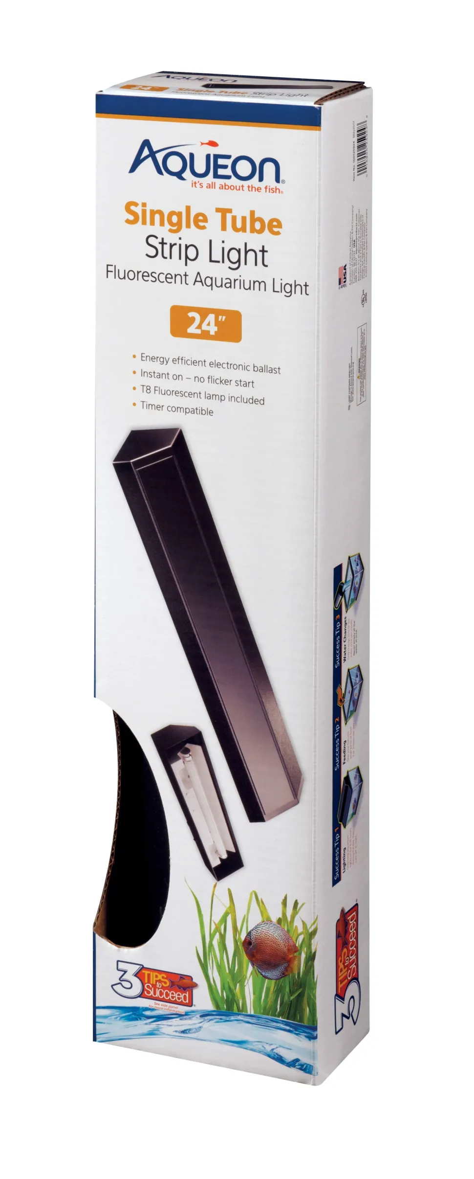Aqueon T8 Fluorescent Strip Lights - Black - 24 in