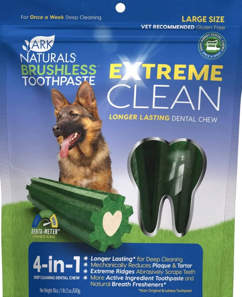 Ark Naturals Brushless Toothpaste Extreme Clean Dental Dog Chews - Large - 18 Oz