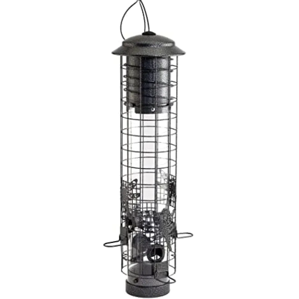 Audubon Dragonfly Squirrel-Resistant Tube Tubed Wild Bird Feeder - Gray - 2.5 Lbs Cap