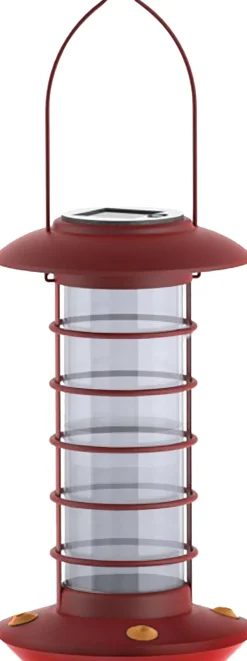 Audubon Modern Farmhouse Solar Light Hummingbird Feeder - Red - 24 Oz Cap