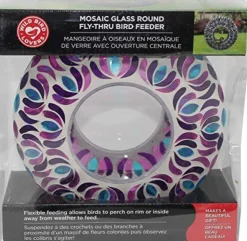Audubon Mosaic Glass Round Fly Through Wild Bird Feeder - .5 Lbs Cap