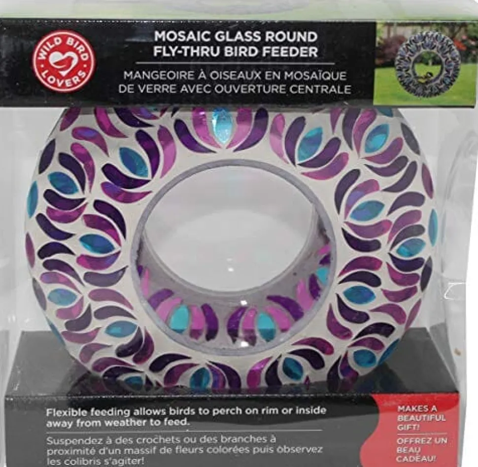Audubon Mosaic Glass Round Fly Through Wild Bird Feeder - .5 Lbs Cap