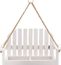 Audubon Rustic Farmhouse Platform Swing Wild Bird Feeder - White - 1 Lb Cap
