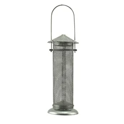 Audubon Rustic Farmhouse Galvanized Silo Thistle Wild Bird Feeder - Nickel - .5 Lbs Cap