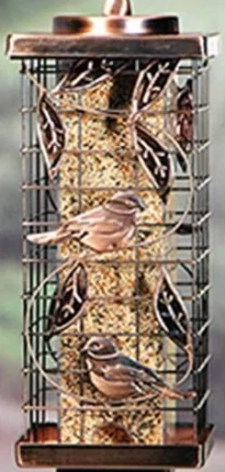 Audubon Squirrel-Resistant Caged Tube Tubed Wild Bird Feeder - Copper - 2 Lbs Cap