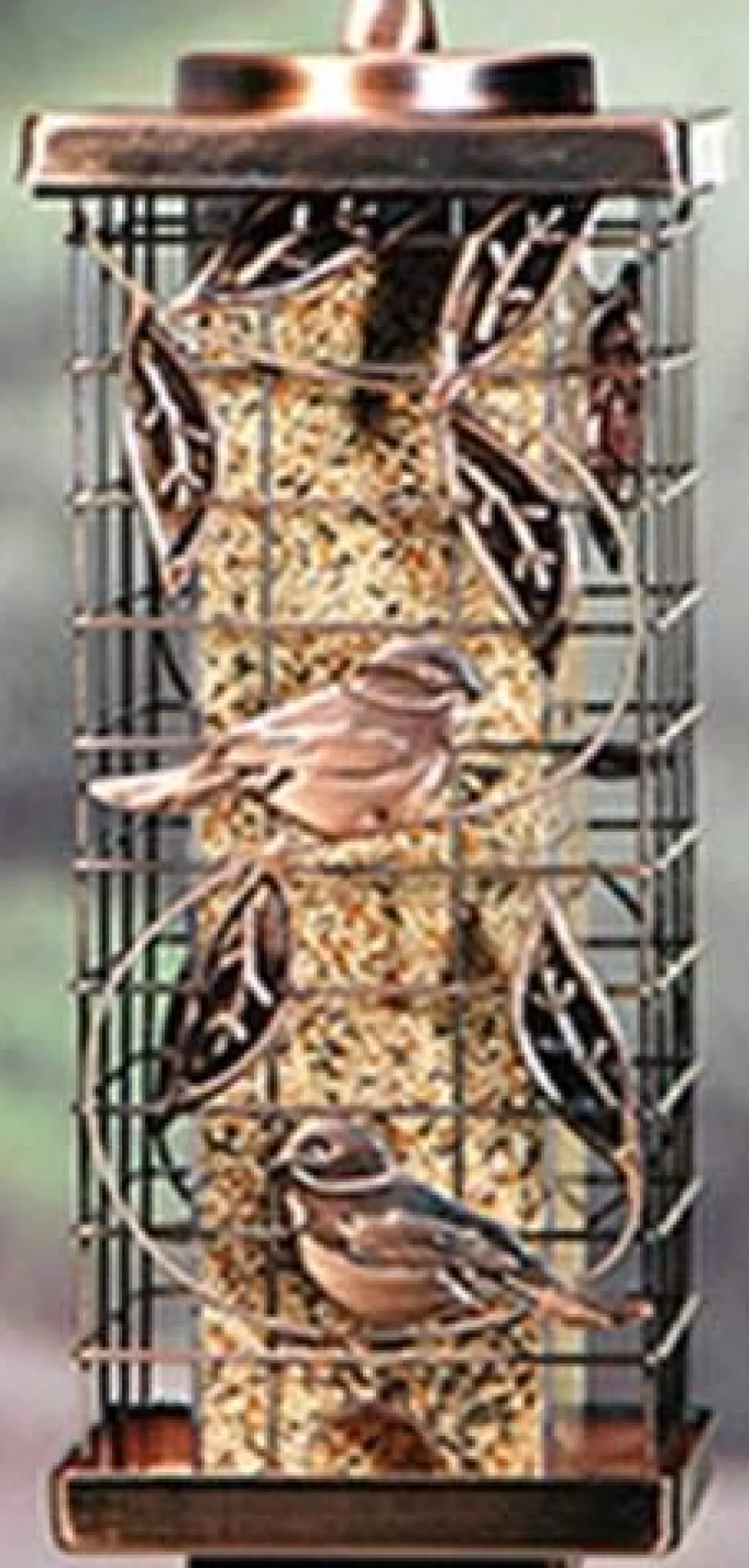 Audubon Squirrel-Resistant Caged Tube Tubed Wild Bird Feeder - Copper - 2 Lbs Cap