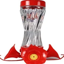 Audubon Swirl Glass Hummingbird Feeder - Red/Clear - 8 Oz Cap - 4 Pack