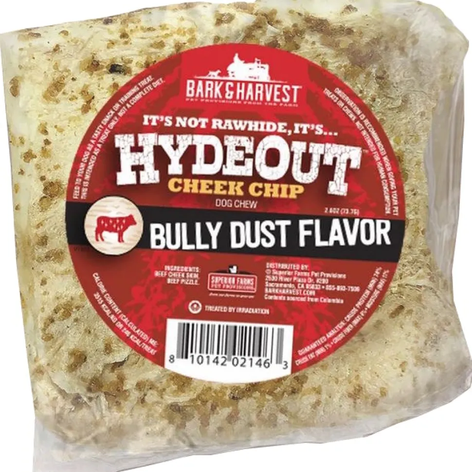 Bark + Harvest by Superior Farms HydeOut Beef Cheek Chips with Bully Dust - 20ct Case Dog Natural Chews - Display Box - Case of 20